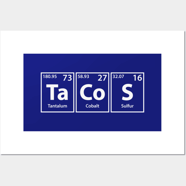 Tacos (Ta-Co-S) Periodic Elements Spelling Wall Art by cerebrands